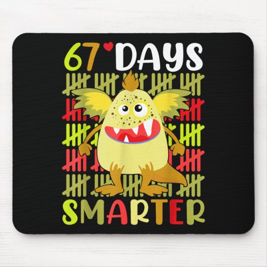 67 Days Smarter Little Monster 67th Day School Gir マウスパッド (正面)