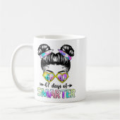 67 Days Smarter Messy Bun Six Seven 67th Day Of Sc コーヒーマグカップ (左)