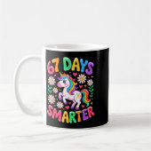 67 Days Smarter Unicorn Rainbow 67th Day Of School コーヒーマグカップ (左)