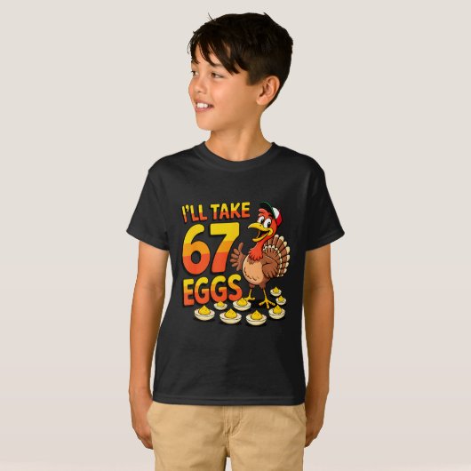 67 Deviled Eggs Lovers Thanksgiving Turkey 67 Funn Tシャツ (正面フル)