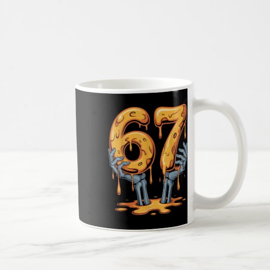 67 Drip Funny Skeleton Halloween 67 Meme Ice Cream コーヒーマグカップ (右)