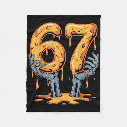 67 Drip Funny Skeleton Halloween 67 Meme Ice Cream フリースブランケット (正面)