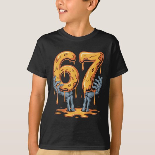 67 Drip Funny Skeleton Halloween 67 Meme Ice Cream Tシャツ (正面)