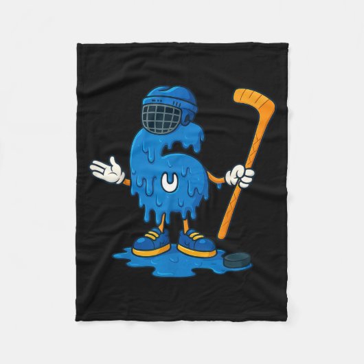 67 Drip Ice Cream Hockey Player  フリースブランケット (正面)