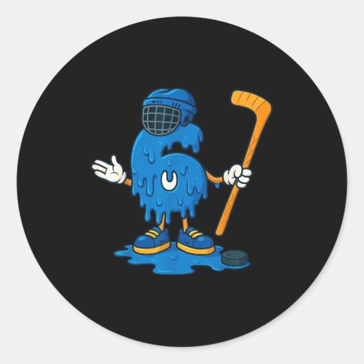 67 Drip Ice Cream Hockey Player  ラウンドシール (正面)