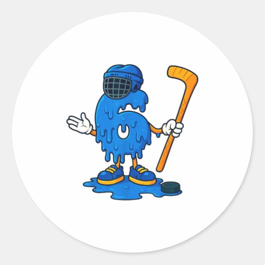67 Drip Ice Cream Hockey Player  ラウンドシール (正面)