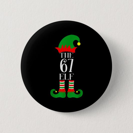 67 Elf Christmas Costume Pajama 67 Meme Gen Alpha  缶バッジ (正面)