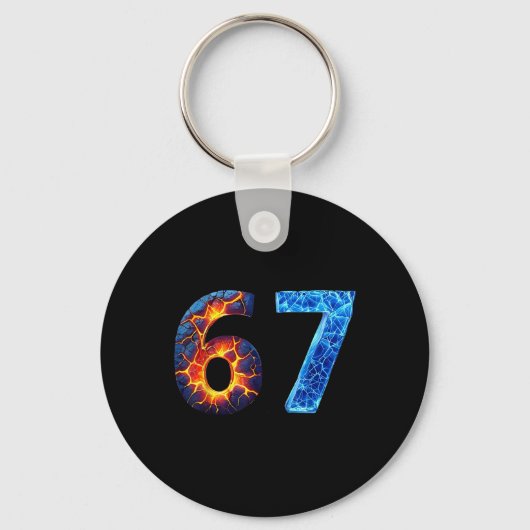 67 Fire Ice Number Funny Six Seven Meme 6 7 キーホルダー (正面)
