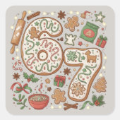 67 Funny 6 7 Six Seven Gingerbread Cookie Holiday スクエアシール (正面)