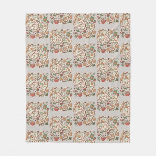 67 Funny 6 7 Six Seven Gingerbread Cookie Holiday フリースブランケット (正面)