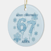 67 Funny 6 7 Six Seven Personalized Christmas セラミックオーナメント (左)