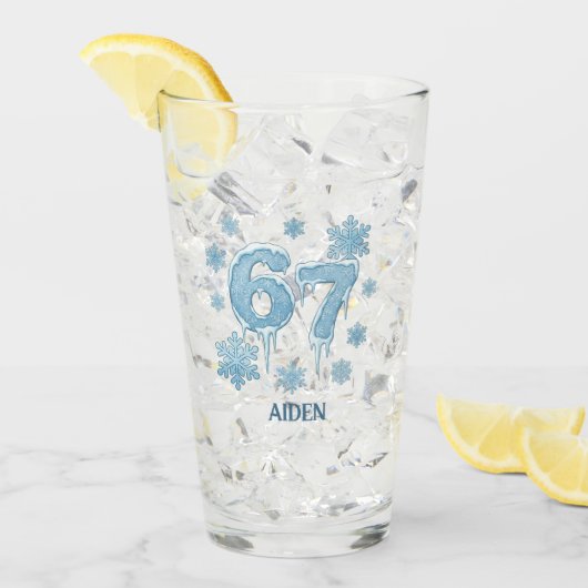 67 Funny 6 7 Six Seven Personalized Christmas タンブラーグラス (アイス正面)