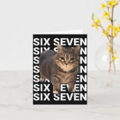 67 Funny Cat Six Seven Meme Gen Z Alpha Humor Anim カード (黄色い花)