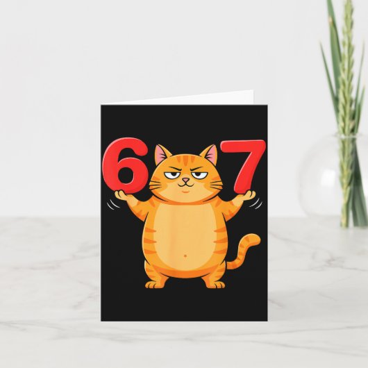67 Funny Cat Six Seven Meme Gen Z Alpha Humor Anim カード (正面)