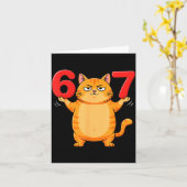67 Funny Cat Six Seven Meme Gen Z Alpha Humor Anim カード (黄色い花)