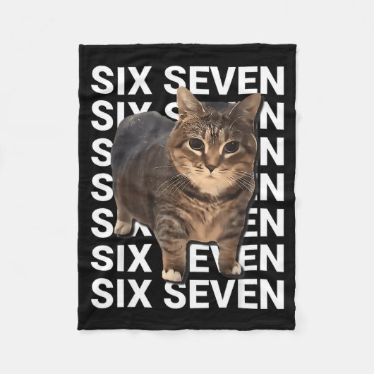 67 Funny Cat Six Seven Meme Gen Z Alpha Humor Anim フリースブランケット (正面)