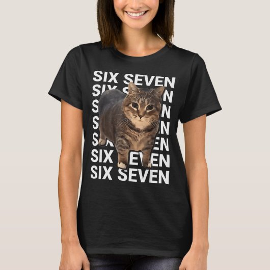 67 Funny Cat Six Seven Meme Gen Z Alpha Humor Anim Tシャツ (正面)