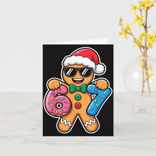 67 Funny Christmas Boys Kids Xmas Six Seven Ginger カード (黄色い花)