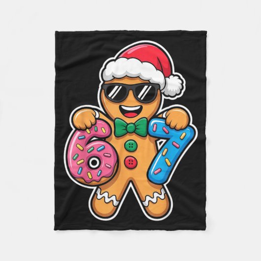 67 Funny Christmas Boys Kids Xmas Six Seven Ginger フリースブランケット (正面)