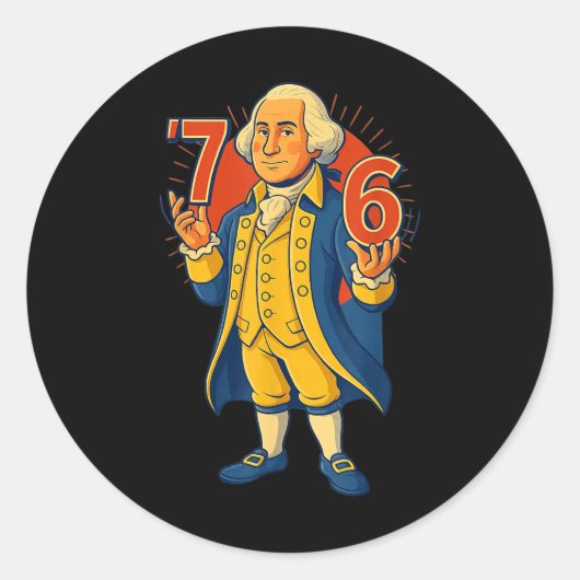 67 Funny George Washington Meme Six Seven Gen Alph ラウンドシール (正面)