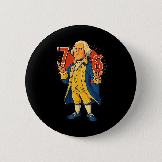 67 Funny George Washington Meme Six Seven Gen Alph 缶バッジ (正面)