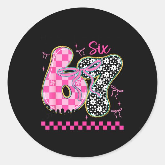 67 Funny Meme Filled With Hearts Six Seven Valenti ラウンドシール (正面)