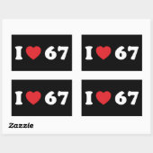 67 Funny Meme I Love Six Seven 67th Birthday 長方形シール (シート)