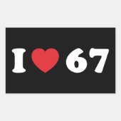 67 Funny Meme I Love Six Seven 67th Birthday 長方形シール (正面)