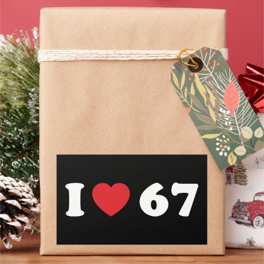 67 Funny Meme I Love Six Seven 67th Birthday 長方形シール (クリスマス)