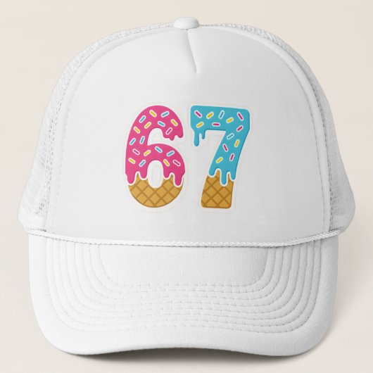 67 Funny Meme Ice Cream Six Seven Gen Alpha キャップ (正面)