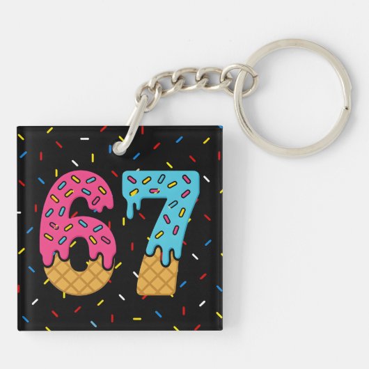 67 Funny Meme Ice Cream Six Seven Gen Alpha キーホルダー (裏面)