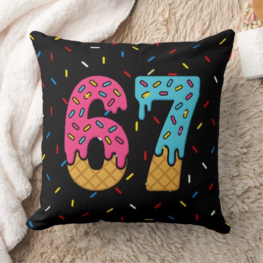 67 Funny Meme Ice Cream Six Seven Gen Alpha クッション (ブランケット)