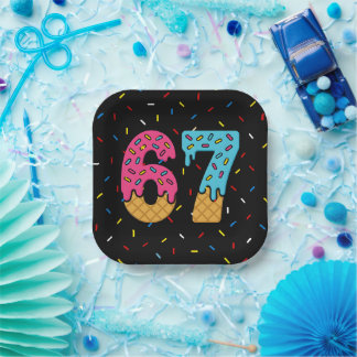 67 Funny Meme Ice Cream Six Seven Gen Alpha ペーパープレート