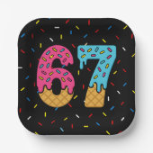 67 Funny Meme Ice Cream Six Seven Gen Alpha ペーパープレート (正面)