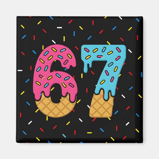 67 Funny Meme Ice Cream Six Seven Gen Alpha マグネット (正面)