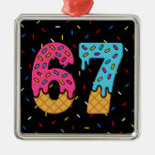 67 Funny Meme Ice Cream Six Seven Gen Alpha メタルオーナメント (正面)