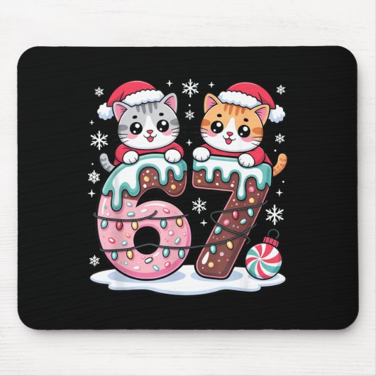 67 Funny Meme Kawaii Cats Christmas Ice Cream Drip マウスパッド (正面)