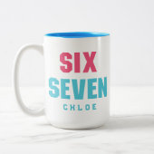 67 Funny Meme Six Seven Gen Alpha ツートーンマグカップ (左)