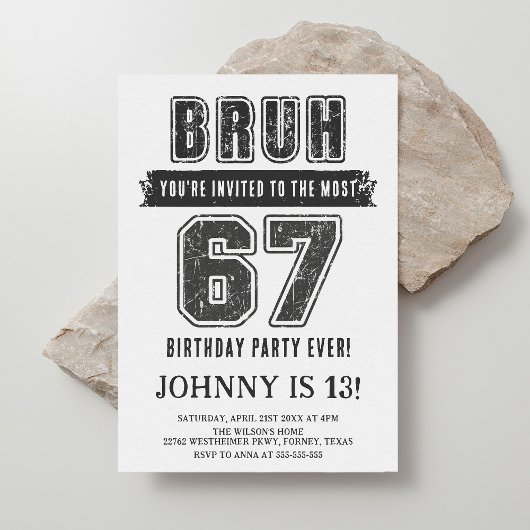 67 Funny Six Seven Party Teen Boy Birthday 招待状