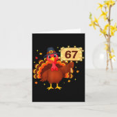 67 Funny Thanksgiving Turkey Meme Six Seven 6 7 Gi カード (黄色い花)