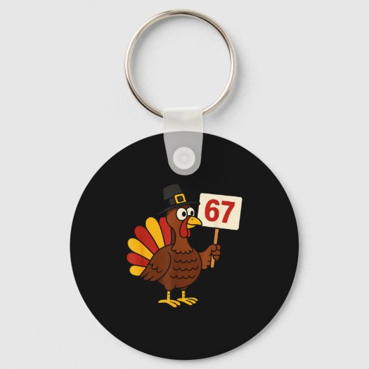 67 Funny Thanksgiving Turkey Meme Six Seven 6 7 Gi キーホルダー (正面)
