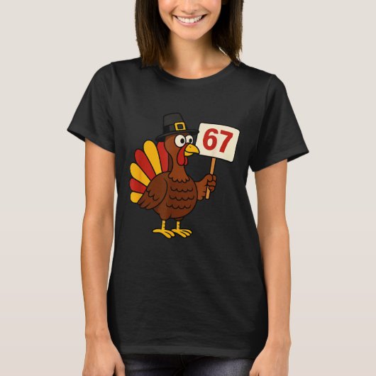 67 Funny Thanksgiving Turkey Meme Six Seven 6 7 Gi Tシャツ (正面)