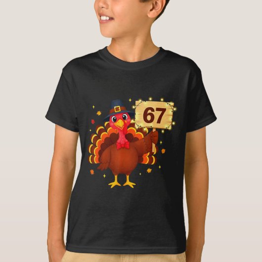 67 Funny Thanksgiving Turkey Meme Six Seven 6 7 Gi Tシャツ (正面)