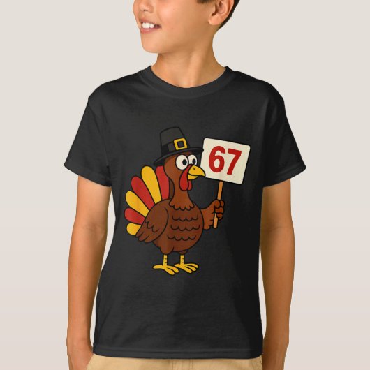 67 Funny Thanksgiving Turkey Meme Six Seven 6 7 Gi Tシャツ (正面)