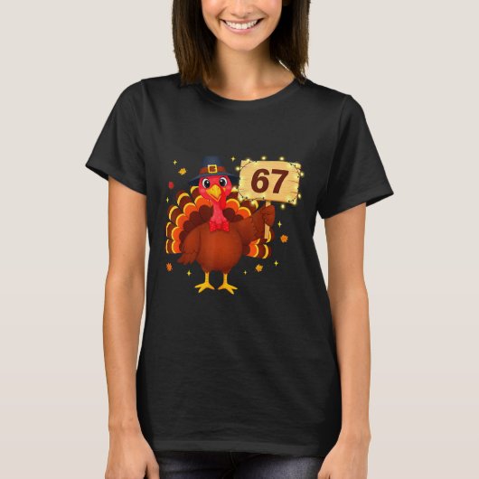 67 Funny Thanksgiving Turkey Meme Six Seven 6 7 Gi Tシャツ (正面)