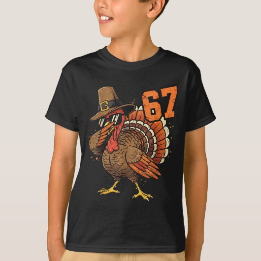 67 Funny Thanksgiving Turkey Meme Six Seven 6 7  Tシャツ (正面)