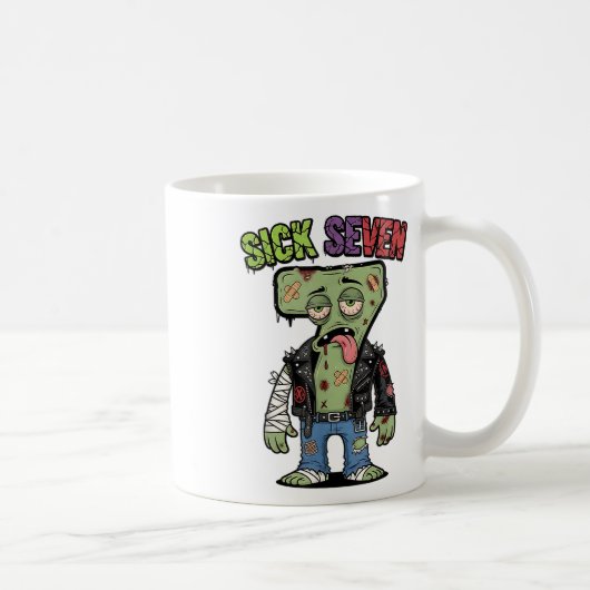 67 Funny Zombie Six Seven Humor Meme Brainrot Sick コーヒーマグカップ (右)