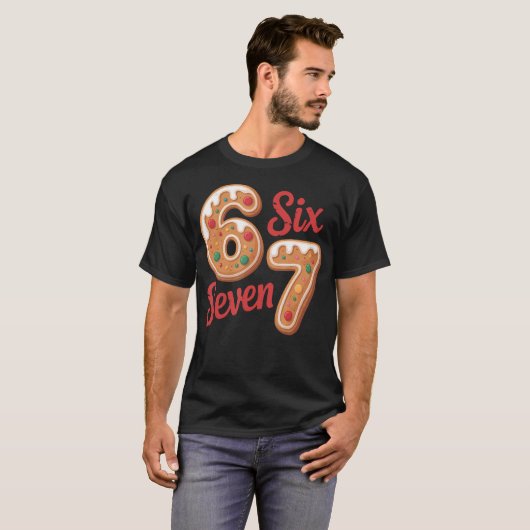 67 Gingerbread Christmas Six Seven Meme Tシャツ (正面フル)