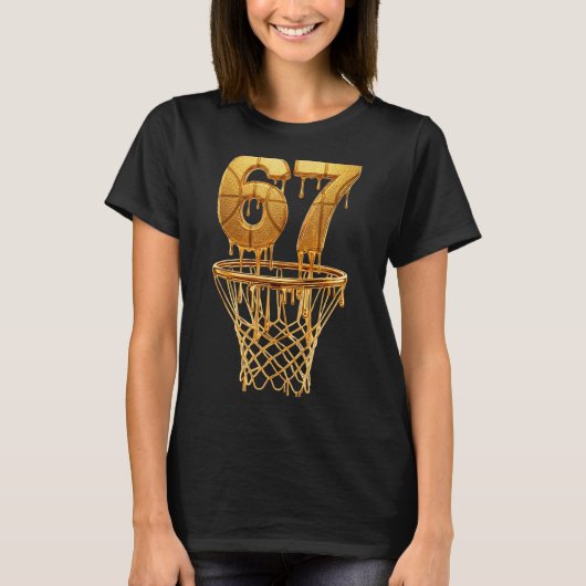 67 Gold Drip Basketball 6 7 Six Seven Meme Gen Alp Tシャツ (正面)