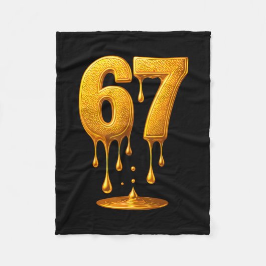 67 Gold Drip Six Seven Funny Meme  フリースブランケット (正面)